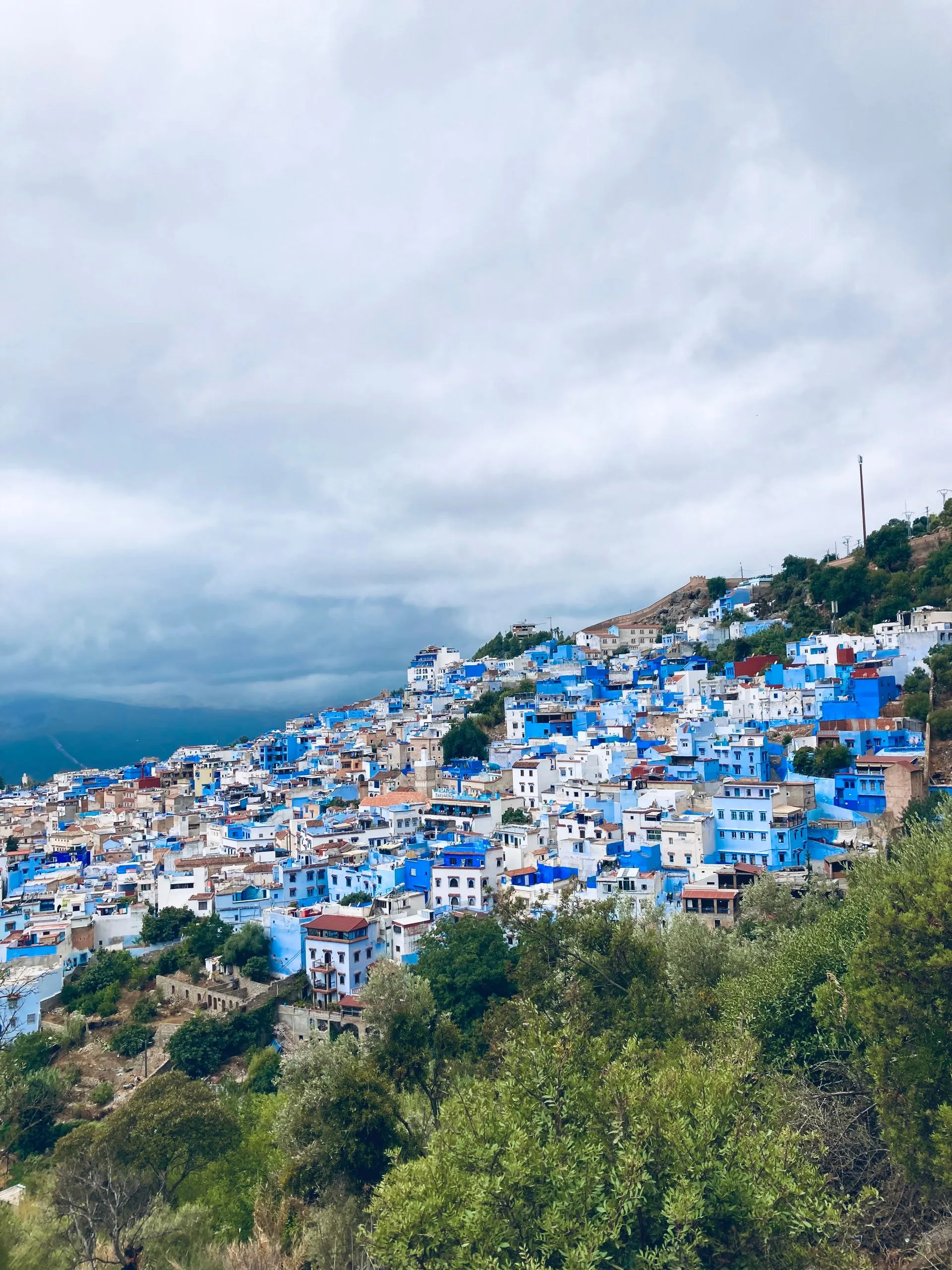 Blue Chefchaouen under the Rif Mountains