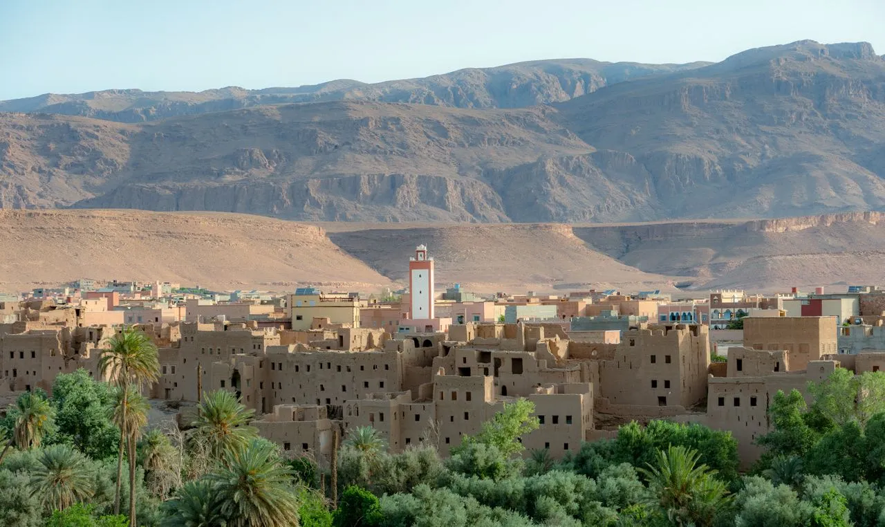 Skoura palm grove and kasbah landscape